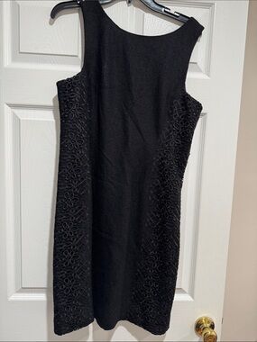 Banana Republic Woman Classic Black Sleeveless Lace-Panel Sheath Dress Size 12